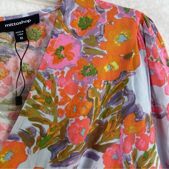 MITTOSHOP NWT Floral Print Long Sleeve Peplum Top. Size Medium - Picture 5 of 11
